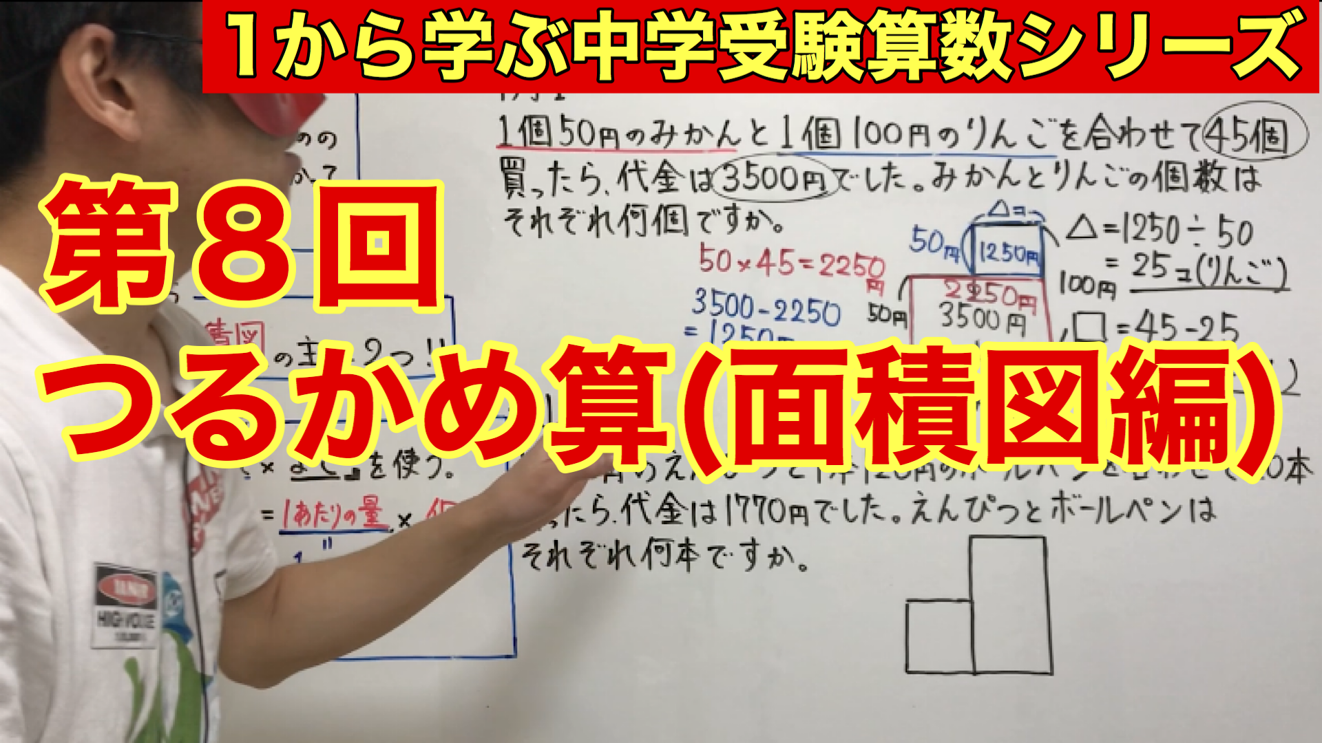 中学受験算数 つるかめ算 面積図編 の授業映像 プリント無料配布 Youtube スタディカフェ